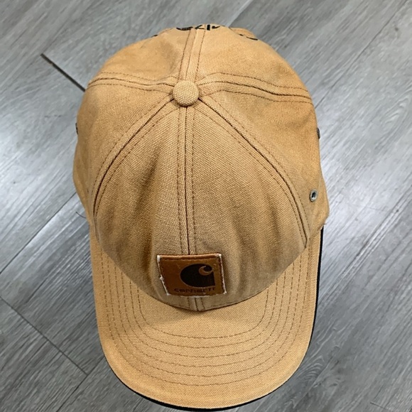 Carhartt Vintage Made in USA Embroidered Adjustable Leather Strap A145 BRN Cap - Picture 3 of 9